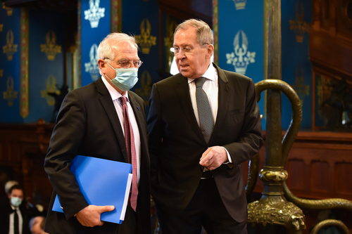 Josep Borrell, the EU's High Representative for Foreign Affairs and Security Policy, and Sergei Lavrov, Russia's Foreign Minister, Friday in Moscow. Josep Borrell, the EU's High Representative for Foreign Affairs and Security Policy, and Sergei Lavrov, Russia's Foreign Minister, Friday in Moscow.