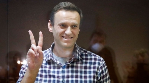Alexei Navalny in a Moscow courtroom on February 20. Alexei Navalny in a Moscow courtroom on February 20.