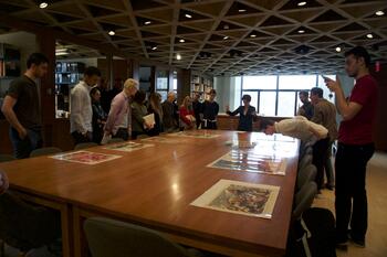 Professor Claire Roosien gives a special presentation to students on Soviet Posters at the Yale University Art Gallery