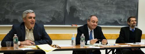 (from left to right) Professor Doug Rogers, (moderator) Visiting Professor Stephen Hanson, and Professor Tom Graham